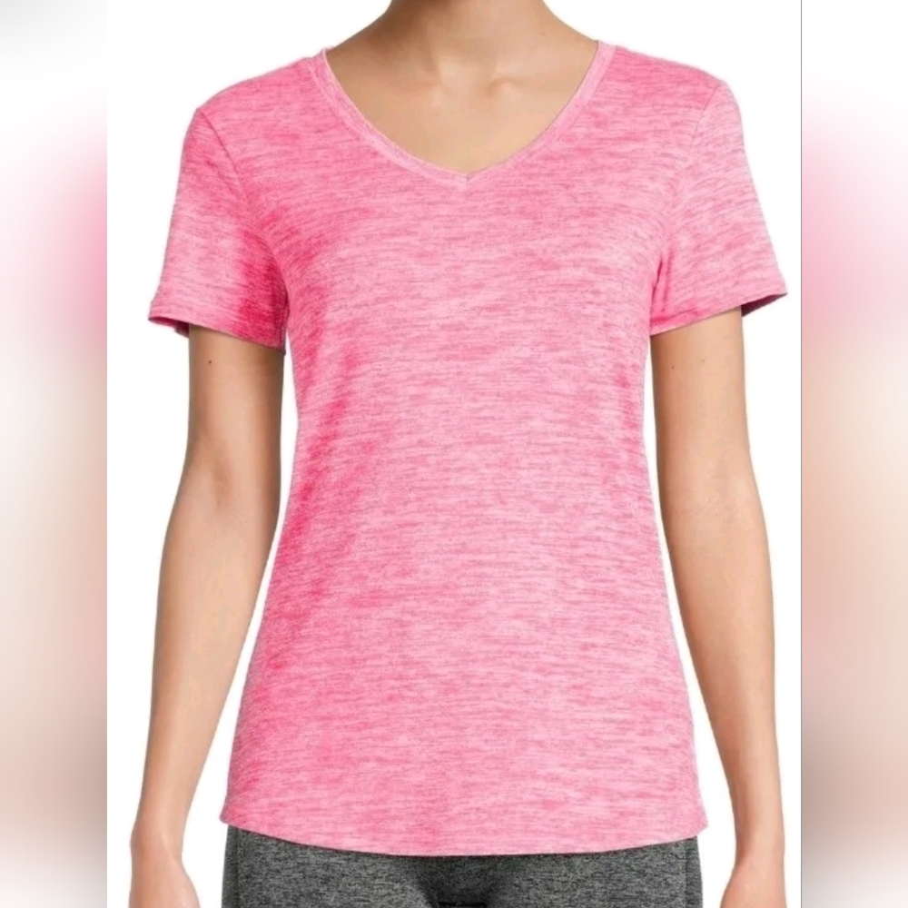 Avia Women's Transition V-Neck Short Sleeve T-Shirt Top. Pink. Size S (4-6)